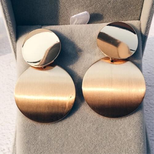 Geometric Metal Pendant Earring Gold Silver Color Statement Circle Punk Dangle Earring Women Personality Jewelry 2136