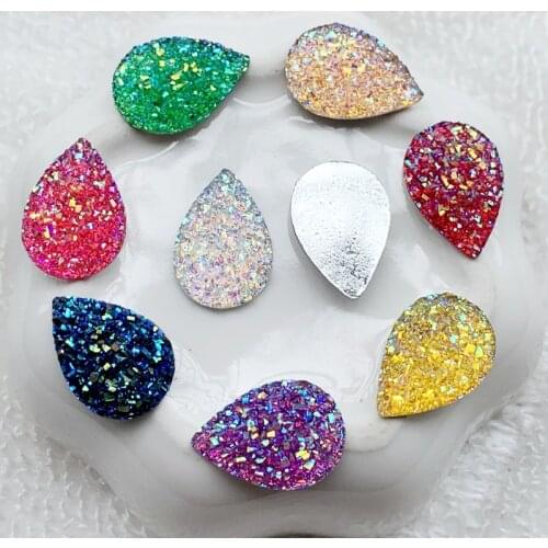 DIY Craft AB Color Mineral Surface Water Drop Resin Flatback Cabochon Clothing Accessories Wedding Decoration 12*17mm 60pcs-A77
