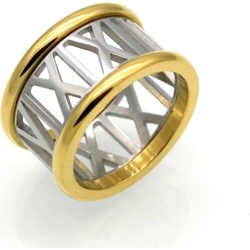 New Design Two Colors Roman Numerals Woman Ring Stainless Steel Luxury Jewelry Engagement And Anniversary Female Rings For Women