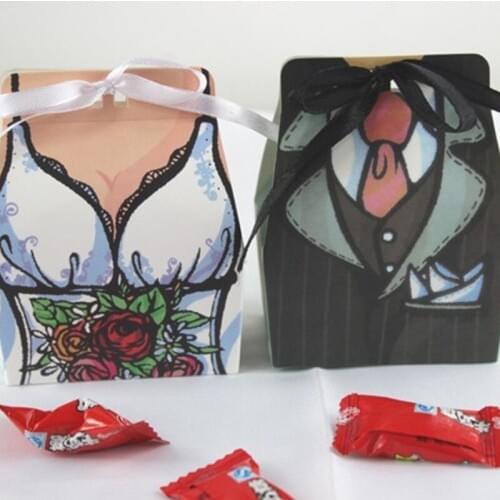 Bride & Groom Lovers in Paris Candy Boxes Wedding Favor package Boxes 50pcs Mr + 50pcs Ms