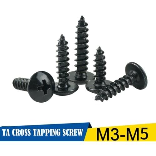 Luchang 100Pcs M3 M3.5 Wood Truss Screw with Black Self-tapping Small Screws