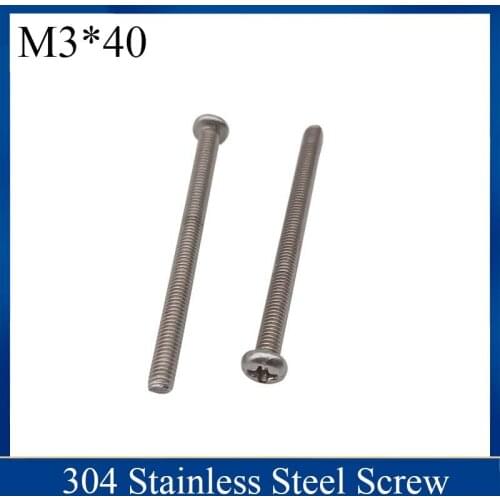 M3*40 Stainless Steel Screw 40mm Round Head Screws Phillips Crosshead Thread Bolt Brand new fastener tools