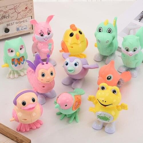 Small Animals Wind Up Chain Toys Chicken Duck Rabbit Dinosaur Pig Elephant Frog Dog Owl Deer Turtle Crab Snail