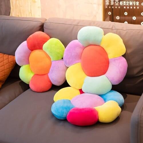 Lovely 45cm Fresh Colorful Flower Plush Pillow Toy Soft Cartoon Plant Stuffed Doll Chair Cushion Sofa Kids Lovers Birthday Gifts