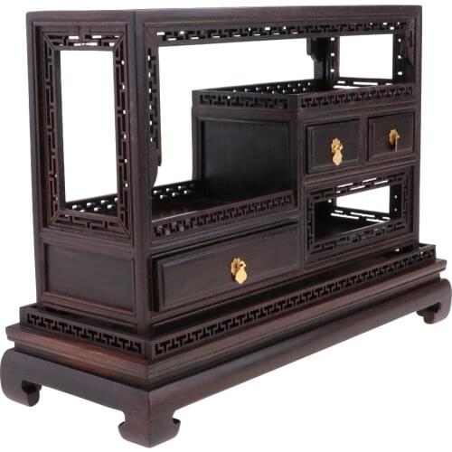 Retro 1/6 Mini Annatto Rosewood Chinese Tea Cabinet Furniture for Dollhouse 12inch Action Figures Accessories
