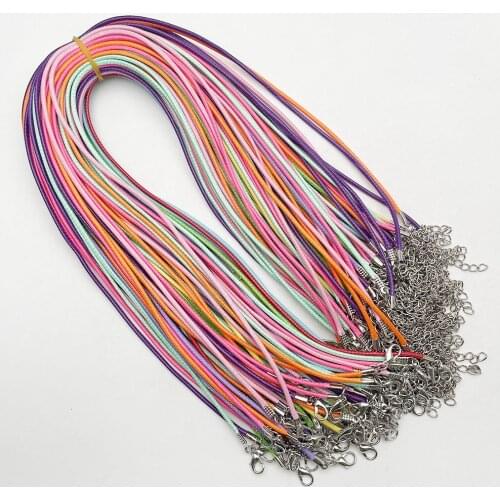 Fashion 1.5MM 2.0MM 45cm mixed and black Wax rope lobster clasp necklace lanyard Jewelry pendant cords 100pcs/lot Free shipping