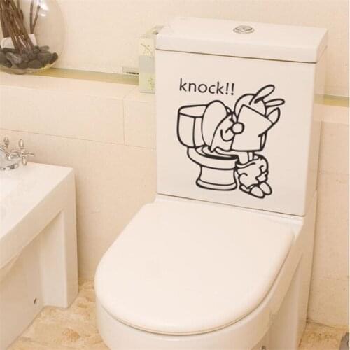 Cartoon cute rabbit toilet sticker home decor art mural PVC background wall stickers PCV stickers