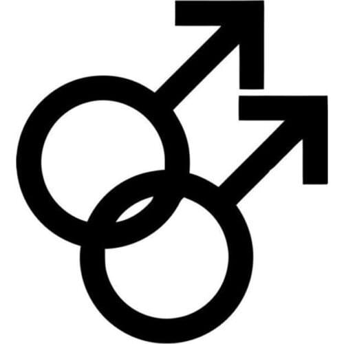 12.8cm*14.2cm Gay Pride Male Symbolic Cartoon Car Sticker Decoration Black/Silver S3-5087