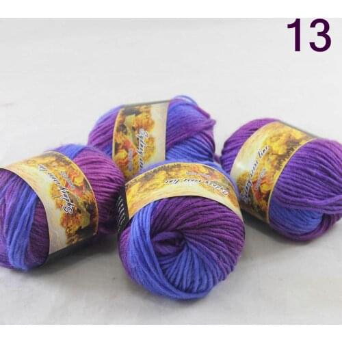 New Sale 4 SkeinsX50g Womens Knit Scarves Shawls Rainbows 100% Wool Chunky Yarn 813 Blue lilac Pale Pink