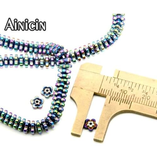 New Arrival Five-petaled Flowers Shape Spacer Beads 6mm Rainbow Blue Gold Titanium Palting DIY Jewelry Making Beads 5pcs/lot