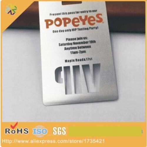 New products bare stainless steel business name card with custom print cut out