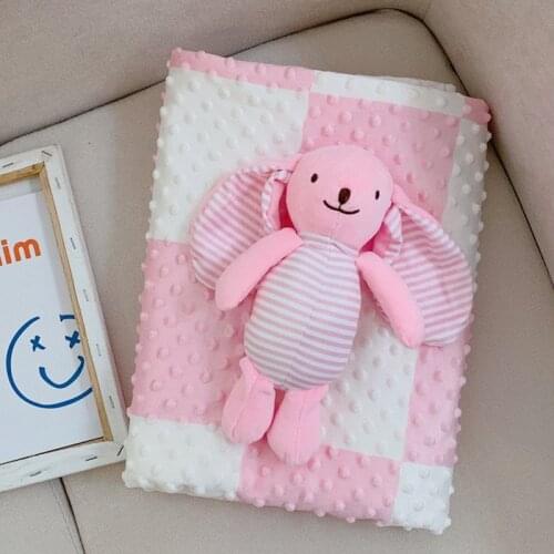 Blanket + Toy baby minky coral fleece soft thermal toddler child winter baby blanket kids back seat cover baby quilt bedding