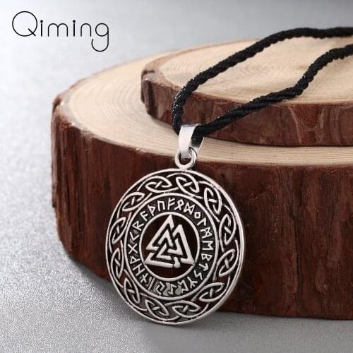 Infinity Knots Runes Runic Necklace Men Jewelry Punk Necklace Valknut Vikings Wikinger Pendant Celtic Necklaces Women