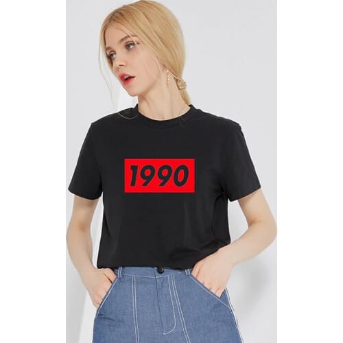 PERSONALISED Year 1990 letter print cotton t shirt for women Graphic Tees Hipster Tumblr tops womens shirt clothingPERSONALISED