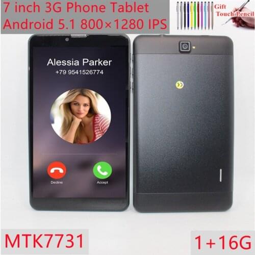 7-inch 3G phone MTK7731 Quad-core Android 5.1 1GB+16GB 800*1280 IPS Dual camera black, silver, gold tablet