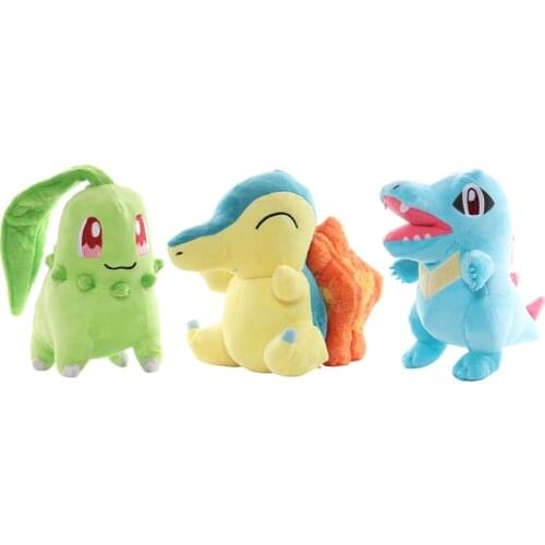 Cyndaquil Totodile Chikorita Plush Pokemon Stuffed Toy Figure Peluche Cartoon Image Combination Collection Gift For Kids