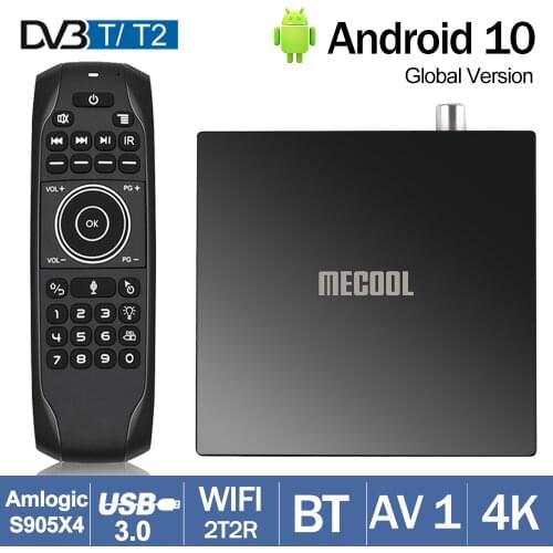 MECOOL KT1 DVB T2 Android TV 10 Amlogic S905X4 DVB-T2 Fast Set Top Box 2GB 16GB AV1 BT4.2 WiFi 2.4G/5G LAN Dolby Smart TV Box