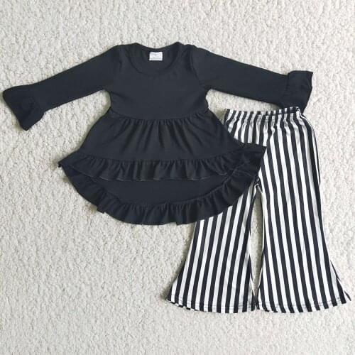 RTS Wholesale Kids Designer Clothes Girls Bell Sets Fashion Toddler Baby Girls Boutique Clothing Cotton Fall Children Clothing