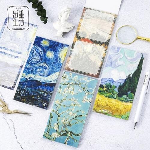 Van Gogh Theme Note Pads Oil Writing Lovely n46 Pad Soft Shell Small Portable n04 Student Supply , 30sheets Notebook Diary