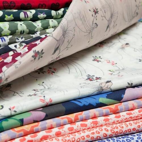 Leaves/floral/animal/paisley/dots/leopard printed silk blends cotton fabric, sewing for dress, skirt, shirt, craft by the yard