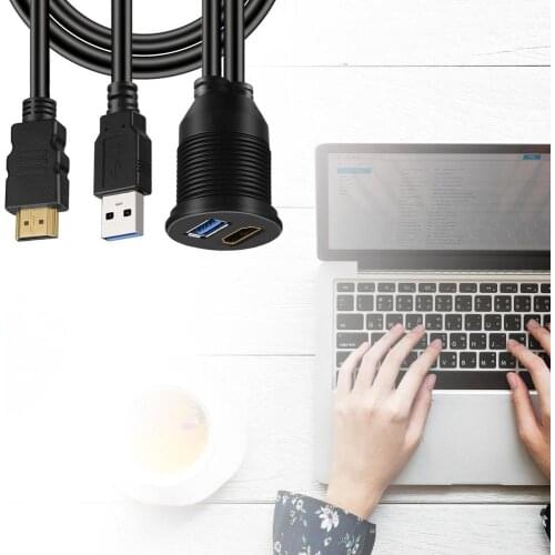 USB 3.0 and HDMI to HDMI + USB3.0 AUX expansion dashboard waterproof car for embedded mounting cables