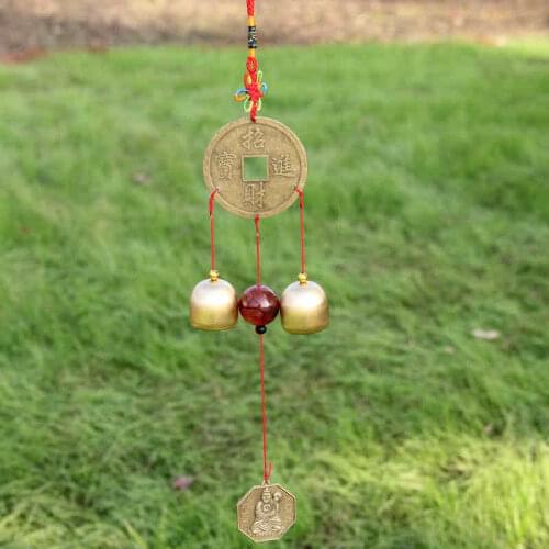 High Quality Creative Wall Hangings Chinese Knot 2 Brass Bells Chime Antique Imitation Shop Decor Gifts Business Flourishes