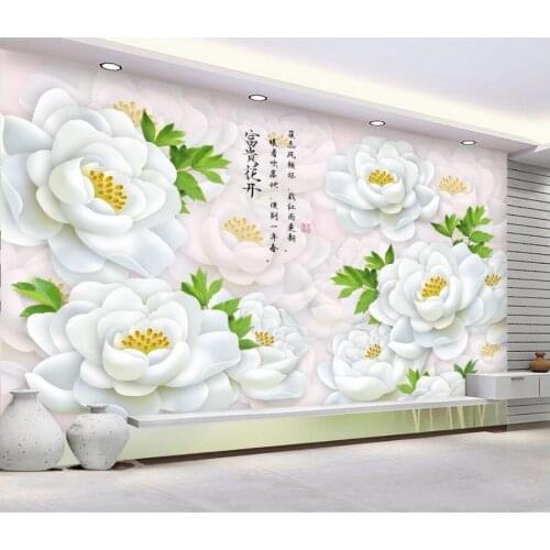 WDBH Custom photo 3d wallpaper White flowers are rich and fresh living room home decor 3d wall murals wallpaper for walls 3 d