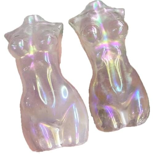 Natural Crystal Female Model Hand Carved Electroplated Sculpture Nude Female Model Degaussing Healing Reiki Home Decor