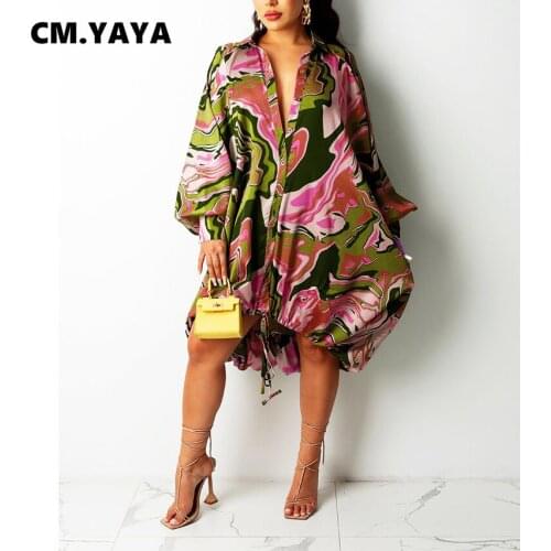 Lemon Gina Women Paisley Tie Die Long Sleeve Button Up Loose Blouse Style Dress Elegant Classic Autumn Winter Dresses Vestidos