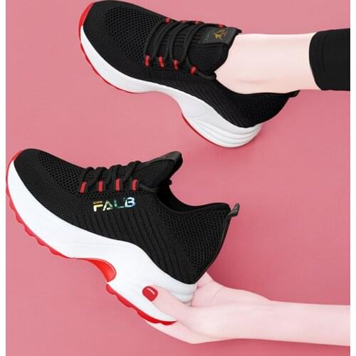 Sports shoes ladies 2021 spring autumn new travel shoes slope heel all-match casual shoes students flat shoes Internal increase