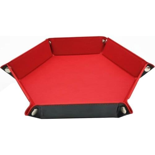 1Pc PU Leather Folding Hexagon Dice Tray Dice Plate Box Hexagon Board For RPG DnD Games Bar Club Dice Storage Tray High Quality