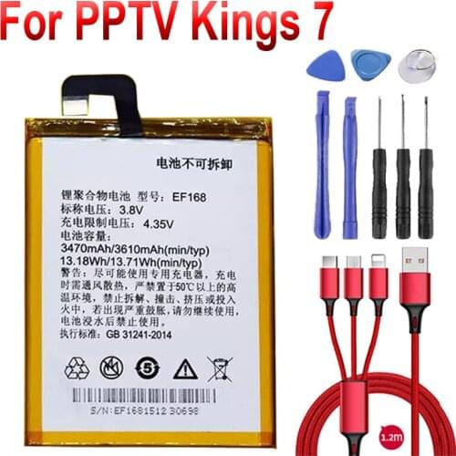 4180mAh EF168 Battery for PPTV Kings 7 King 7S King7 PP6000 Mobile Phone Battery Rechargeable Batteries+USB cable+toolkit