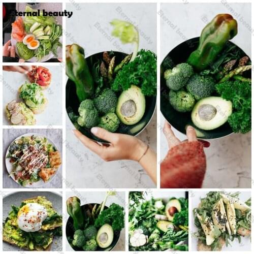 Green Food Diamond Painting Wall Stickers 5D Diy Diamond Painting Kit Diamond Embroidery Mosaic Vegetables Kitchen Room Decor