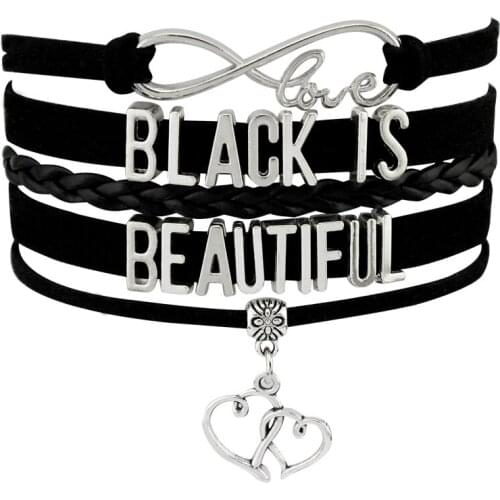 Black is Beautiful Black Lives Matter Charm Bracelets Infinity Heart Women Men Unisex Fashion Jewelry Drop Shipping