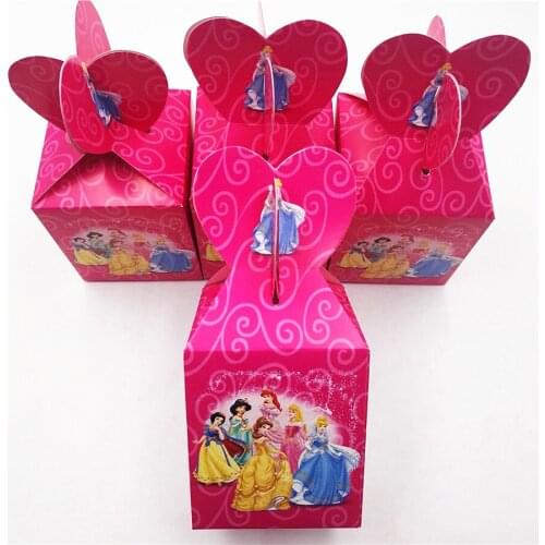 6pc Disney Princess Party Paper Candy Box Girls Theme Party Supplies Candy Box Birthday Party Decoration