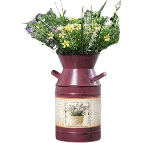 Rustic Flower Arrangement Bucket Iron Vintage Flower Vase Planting Jug Shabby