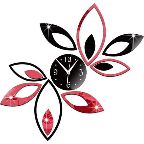 DIY Removable mirror Wall sticker clock Fashion wall clock Lotus clock Home Decoration wallpaper Acrylic wall sticker