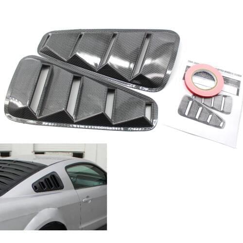 For 05-09 Ford Mustang Carbon Fiber Vent Quarter Side Window Louver Cover w/Tape