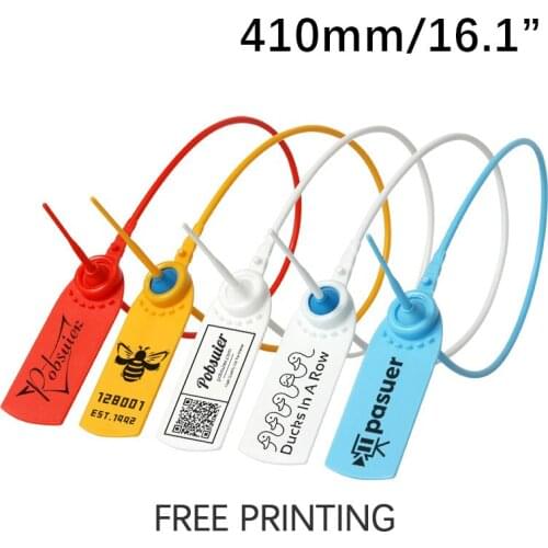 100 Custom Product Security Seals Plastic Disposable Anti Theft Garment Logo Hang Tag Labels for Clothing Logistics 410mm/16.1"