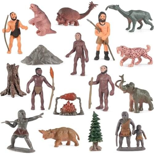 17PCS Prehistoric Savage Life Action Figures Primitive Human Evolution People Model Figurine Early Education Cute Kid Toy Gifts