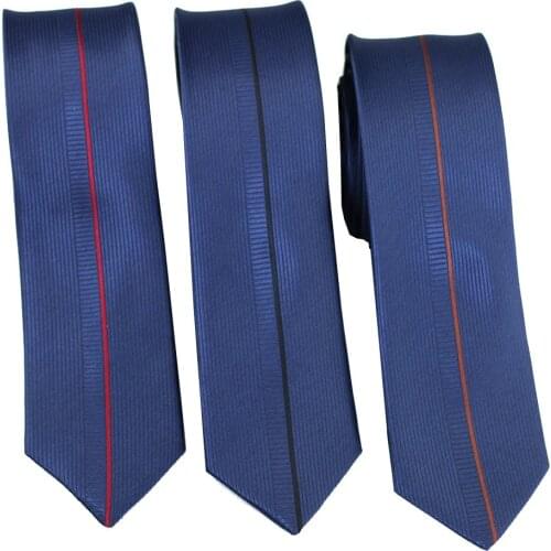 Coachella Ties Panel Blue Vertical Stripe Necktie Microfiber Skinny Tie 6cm