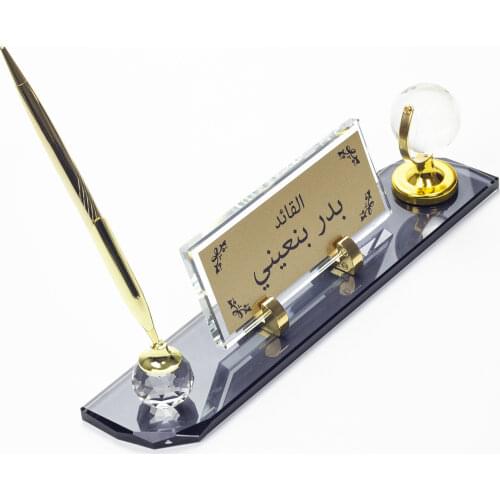 Crystal Desk Name Plate / Personalized Pen Holder / Crystal Small World Accessories / The Perfect Office Gift