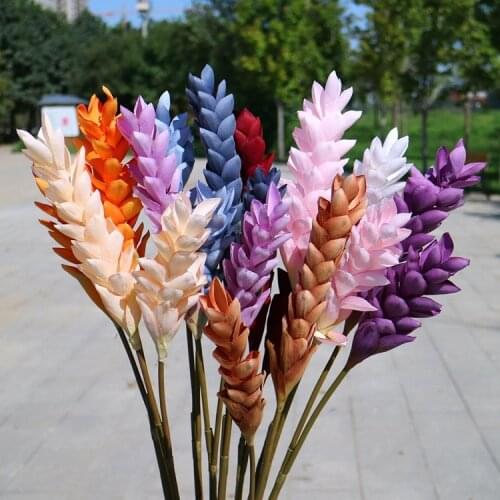 2 heads ginger flowers artificial silk flower for wedding party hall decoration home floral arrangement fake flowers