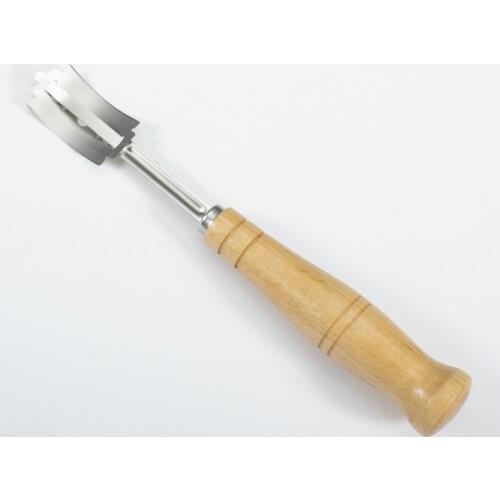 Curved Bread Cutter with Wooden Handle Bread Trimming Knife Dough Bisecting Knife, European Style Baguette Cutting Knife
