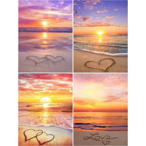 KAMY YI Landscape Sunset Seaside Beach Diamond Painting Cross Stitch 5D Diy Embroidery Full Diamond Mosaic Art Home Decoration