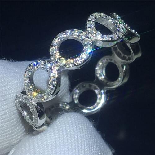 Classic Round ring 100% Soild Silver color Jewelry AAAAA Zircon Cz Engagement wedding band rings for women Bridal Gift