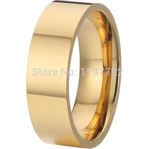 Fine jewelry pure titanium steel jewelry wedding band promise rings gold colour 6mm ring for women anel
