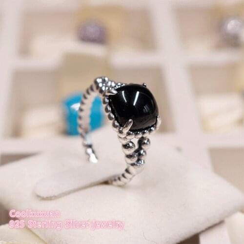 Summer Original 100% 925 Sterling Silver Vibrant Spirit Ring, Black Crystal Ring For Women Jewelry Rings