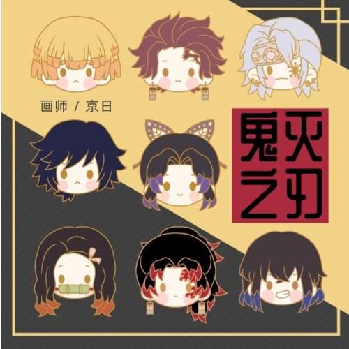 Anime Demon Slayer Q Version Metal Pins Badge Brooch Kamado Tanjirou Nezuko Agatsuma Backpack Collar Lapel Decoration Jewelry