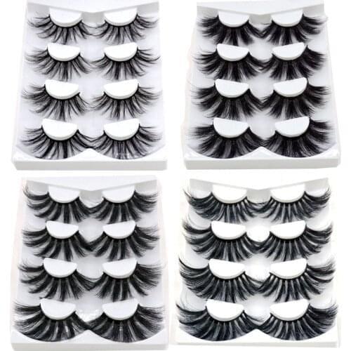 2020 4 Pairs 3D Mink Hair False Eyelashes 25mm Lashes Thick Long Wispy Fluffy Handmade Cruelty-free Mink Eyelash Makeup Tools